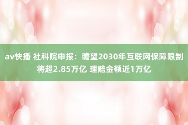 av快播 社科院申报：瞻望2030年互联网保障限制将超2.85万亿 理赔金额近1万亿