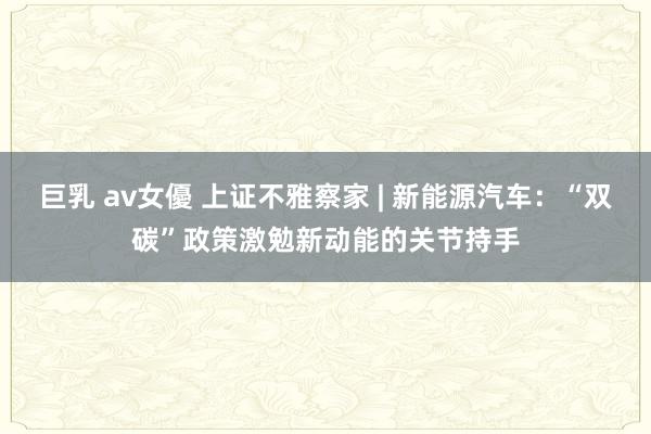 巨乳 av女優 上证不雅察家 | 新能源汽车：“双碳”政策激勉新动能的关节持手