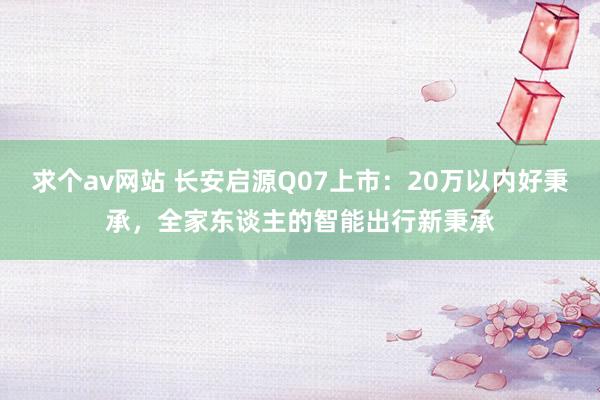 求个av网站 长安启源Q07上市：20万以内好秉承，全家东谈主的智能出行新秉承