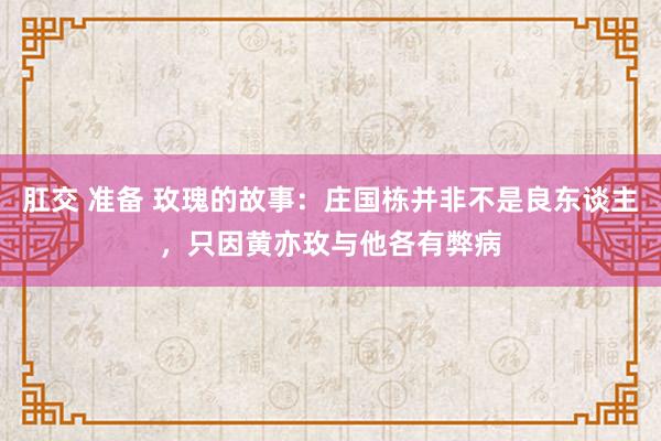 肛交 准备 玫瑰的故事：庄国栋并非不是良东谈主，只因黄亦玫与他各有弊病