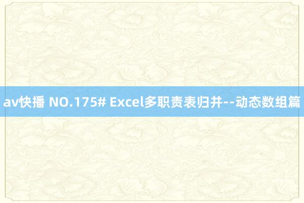 av快播 NO.175# Excel多职责表归并--动态数组篇